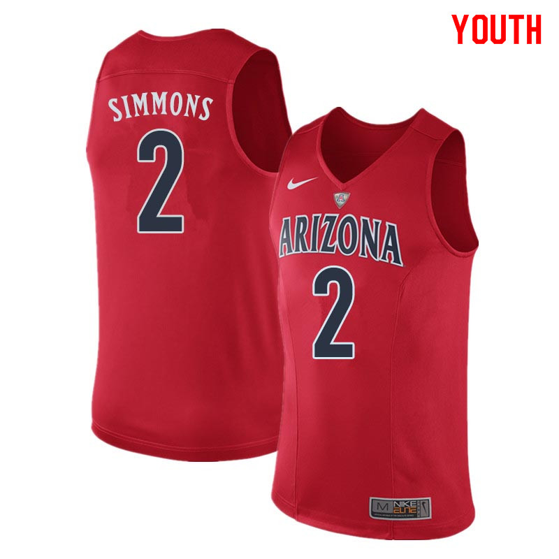 Youth Arizona Wildcats #2 Kobi Simmons College Basketball Jerseys Sale-Red